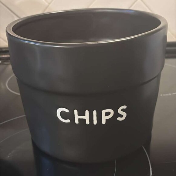 CHIPS Black Ceramic Serving Bowl Hostess Taco Bar - Picture 2 of 2